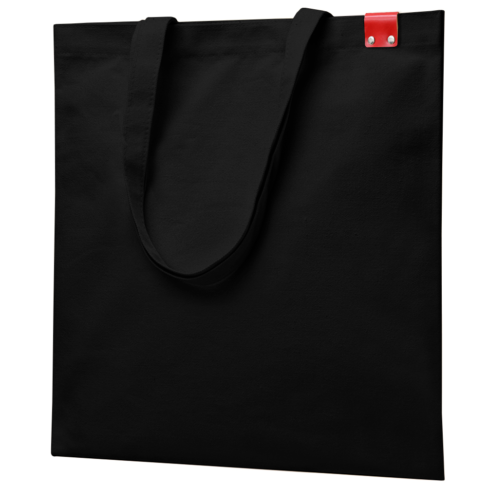 Сумка для покупок IVORY 325 г/м? с PU нашивкой, чёрный/красный