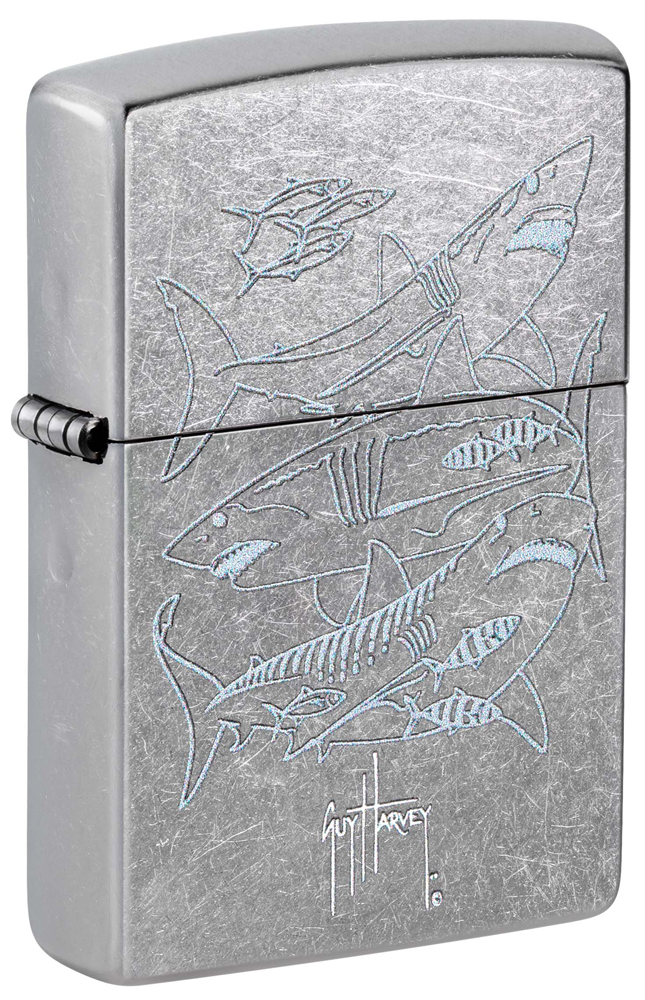 Зажигалка ZIPPO Guy Harvey с покрытием Street Chrome, латунь/сталь, серебристая, 38x13x57 мм