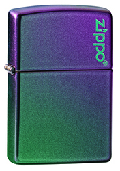 Зажигалка ZIPPO Logo с покрытием Iridescent, латунь/сталь, фиолетовая, матовая, 38x13x57 мм