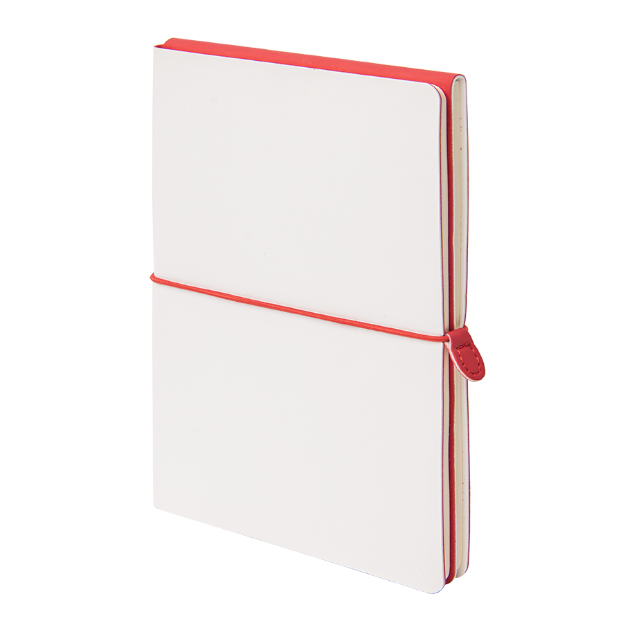 Бизнес-блокнот "Combi", 130*210 мм, бело-красный, кремовый форзац, гибкая обложка, в клетку/нелин