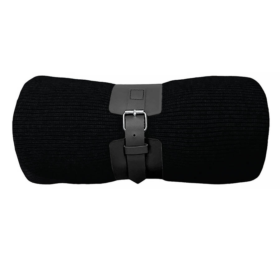 Плед  "Belt"; чёрный; 130 х 180 см; 100% акрил, с поясом