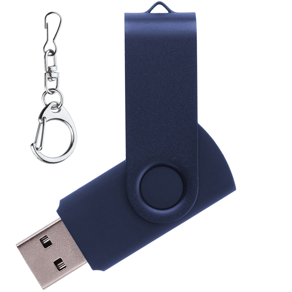 Флеш накопитель USB 2.0 Twister 32GB, пластик Софт Тач/металл, темно-синий/темно-синий