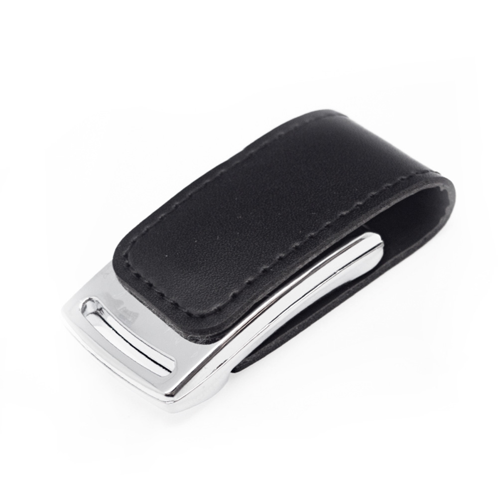Флеш накопитель Shine, USB 2.0 64GB, металл/кожзам, серебро/черный