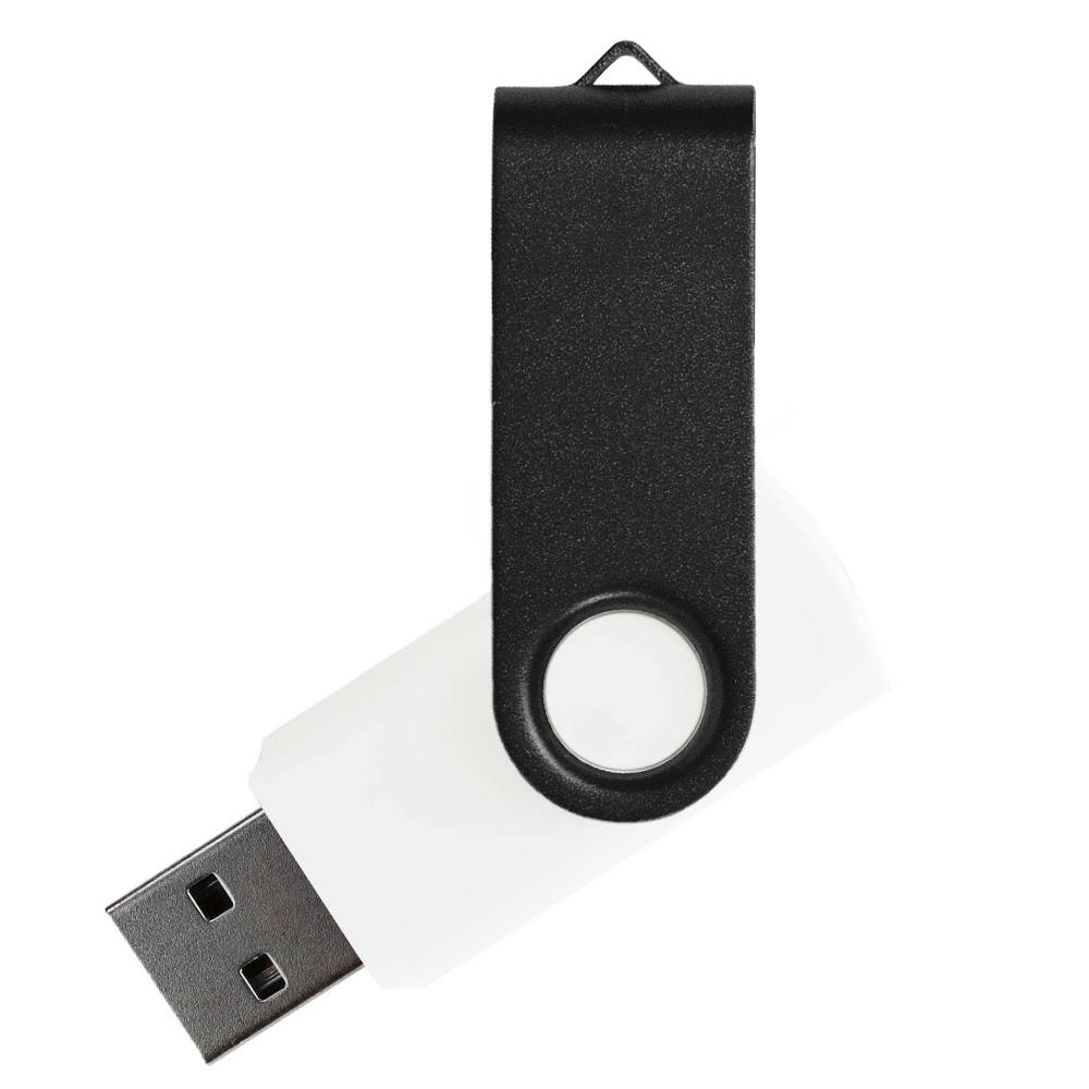 Флеш накопитель USB 2.0 Twister Сolor Mix 16GB, пластик Софт Тач/металл, белый/черный