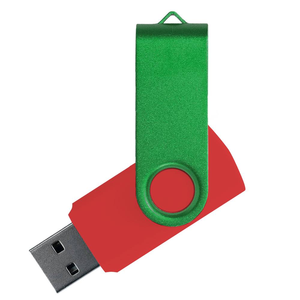 Флеш накопитель USB 2.0 Twister Сolor Mix 16GB, пластик Софт Тач/металл, красный/зеленый
