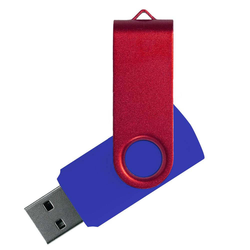 Флеш накопитель USB 2.0 Twister Сolor Mix 16GB, пластик Софт Тач/металл, синий/красный
