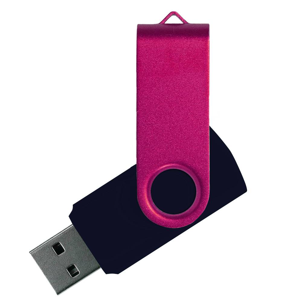 Флеш накопитель USB 2.0 Twister Сolor Mix 16GB, пластик Софт Тач/металл, черный/розовый