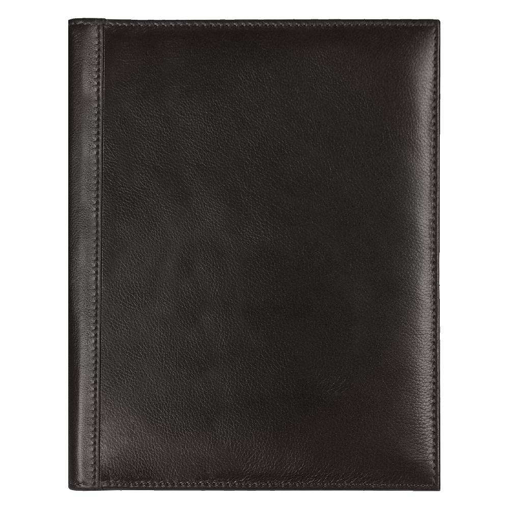 Суперобложка из натуральной кожи Universal leather размер А5+ , черная,  с блокнотом