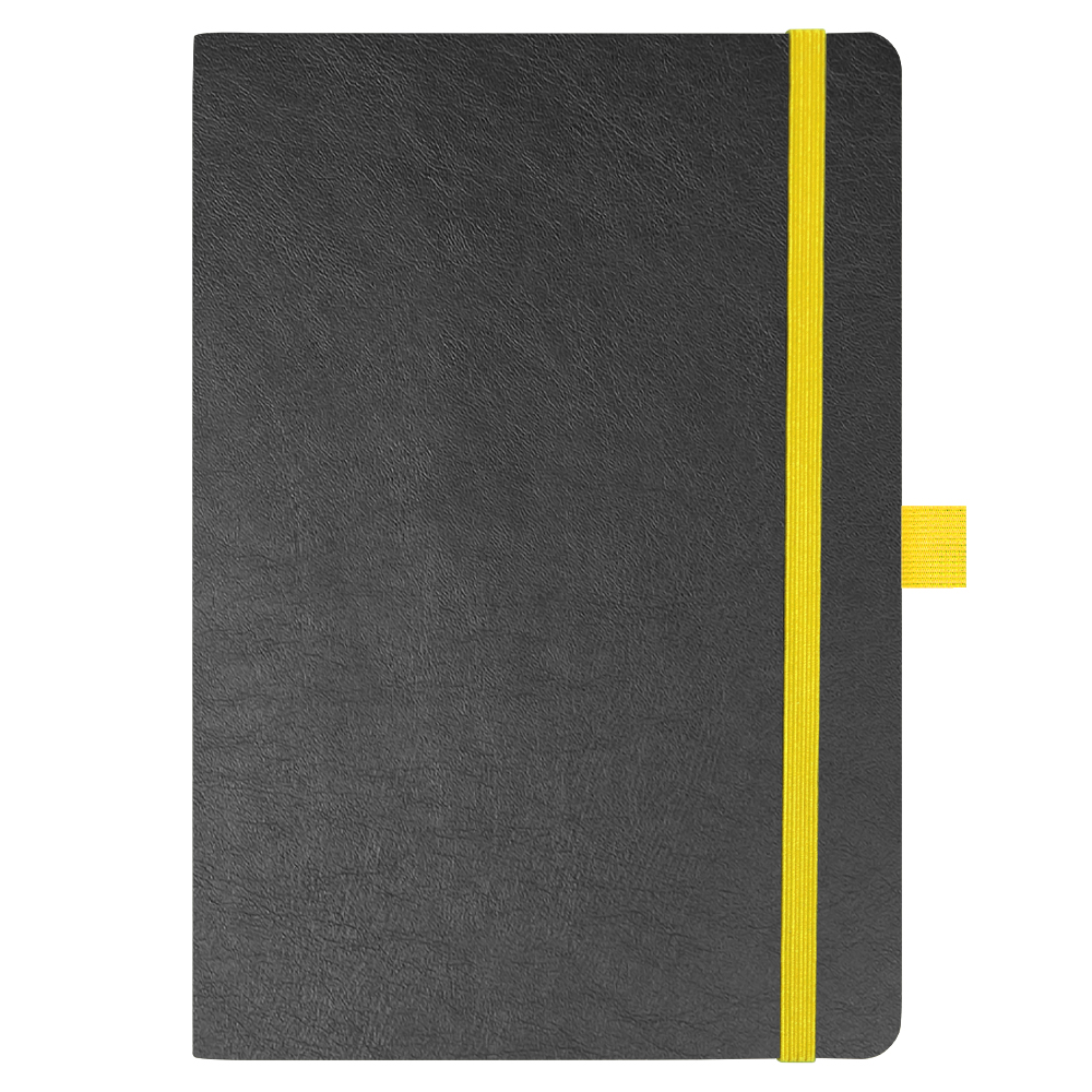 Блокнот Flexy Forest Urban Soft leather  А5, недатированный, с резинкой и петлей для ручки, в гибкой обложке, черно-желтый