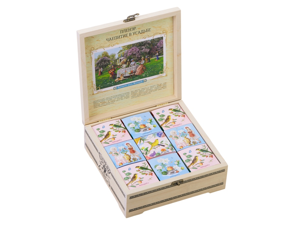 Подарочный набор с чаем Чайный букет в деревянной шкатулке, натуральный