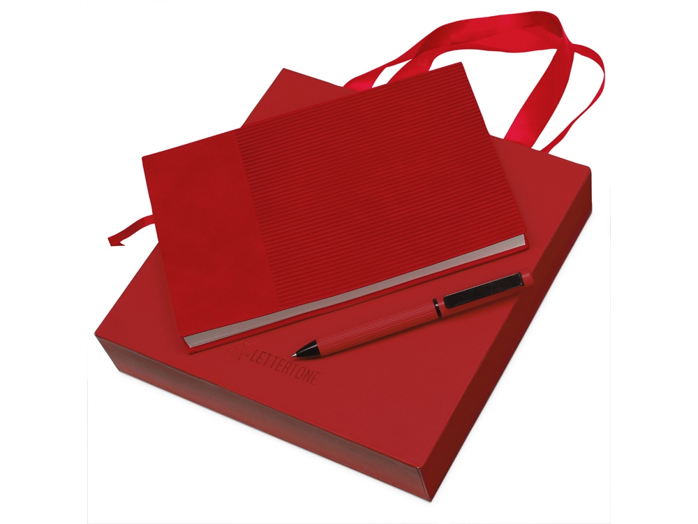 Набор блокнот в гибкой обложке А5 и металлическая шариковая ручка Nabokov, красный