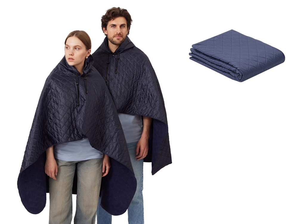 Пончо Cappy с капюшоном на липучке в мешке, темно-синий