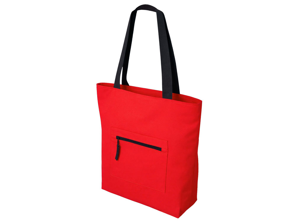 Сумка на молнии Zipper Neo из хлопка 280 г c карманом на молнии спереди, красный