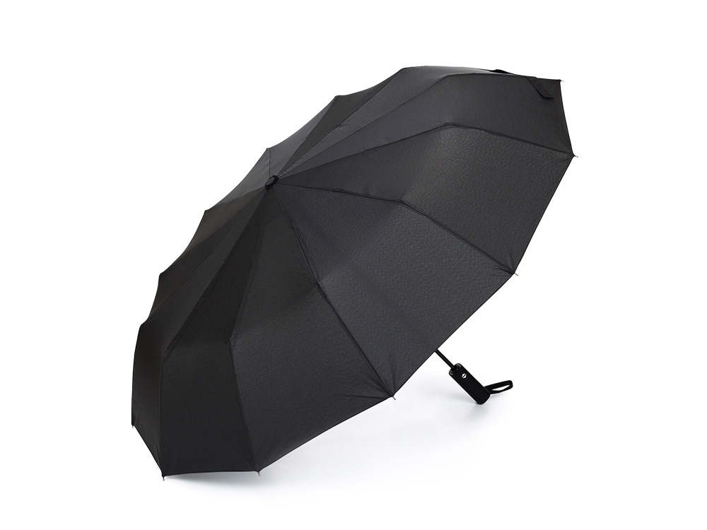 Зонт складной мужской TORBER, автомат, 3 сложения, черный, каркас сталь/файбергласс, эпонж, пластиковая ручка, диаметр 103 см