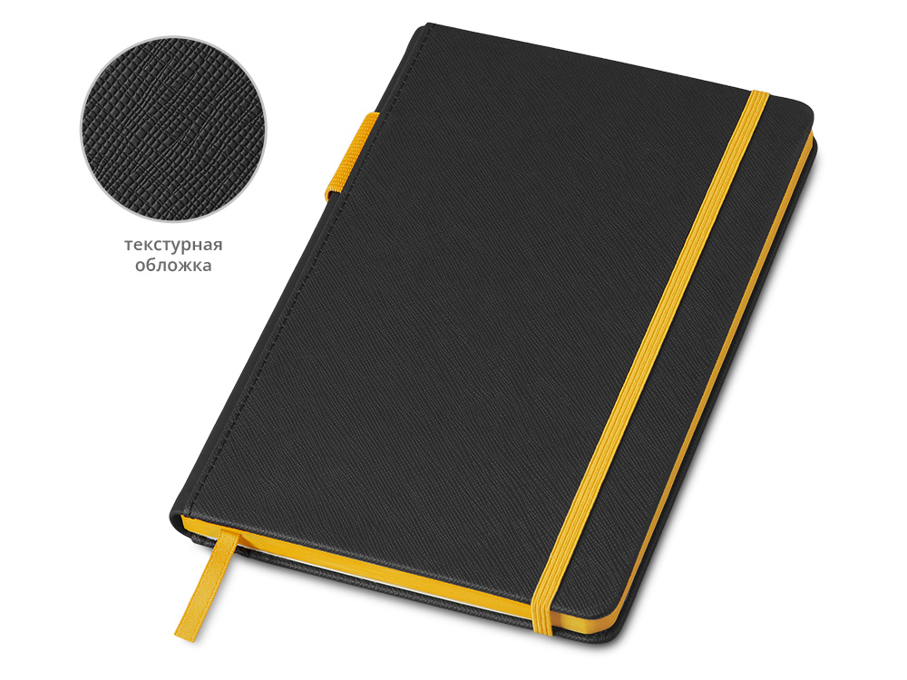 Бизнес блокнот Bossy Junior с цветным срезом, твердая обложка, 96 листов, черный и желтый