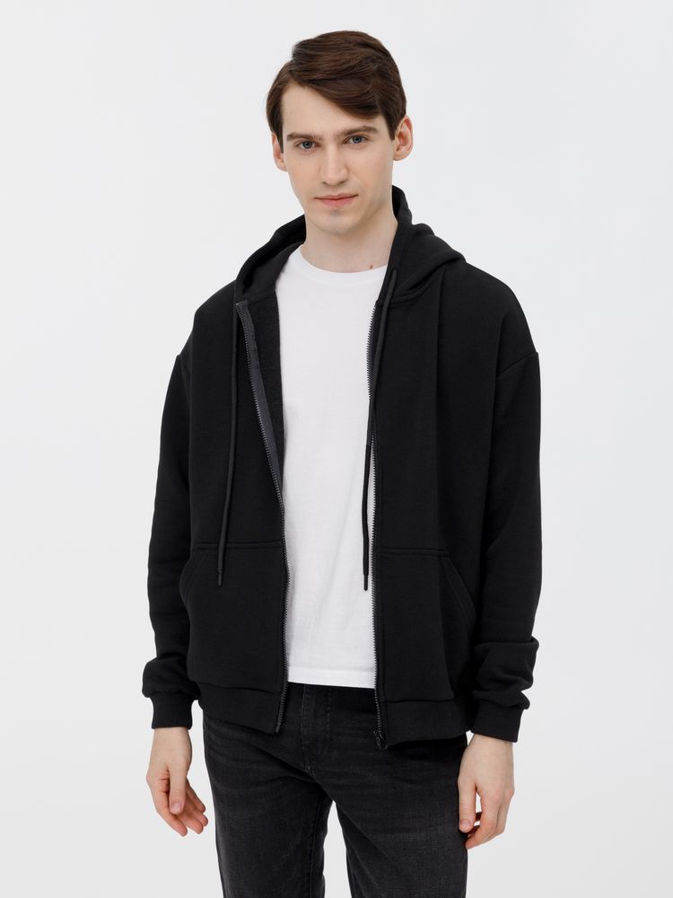 Толстовка унисекс оверсайз на молнии Zippy Terry, черная, размер M/L