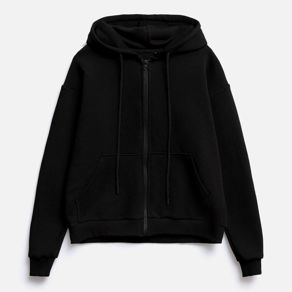 Толстовка унисекс оверсайз на молнии Zippy Terry, черная, размер XL/XXL