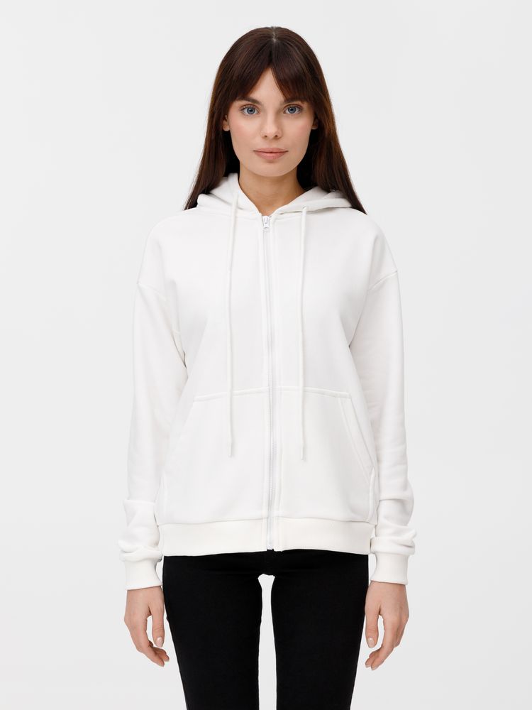 Толстовка унисекс оверсайз на молнии Zippy Terry, белая, размер XL/XXL