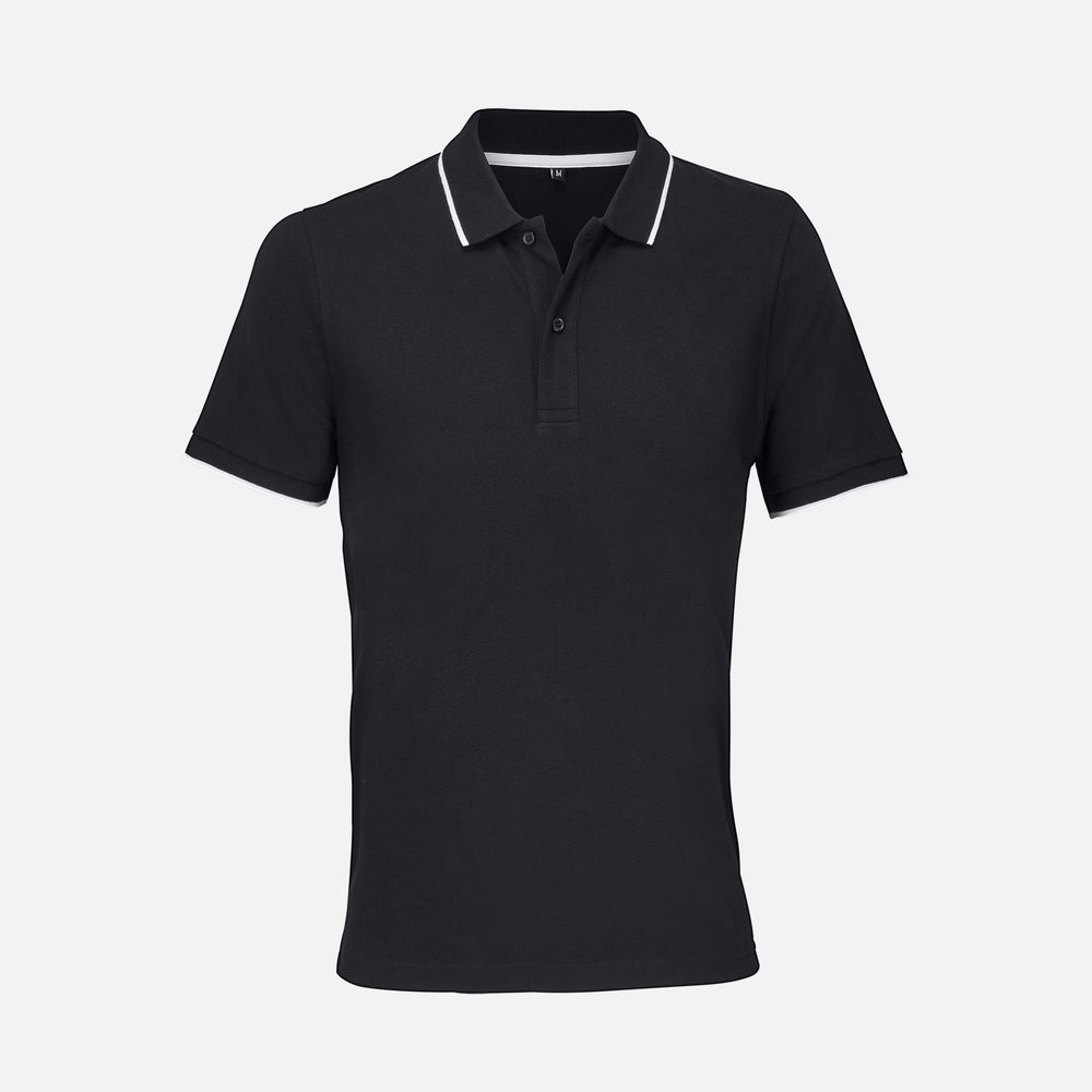 Рубашка поло унисекс Palermo, черная с белым, размер XL
