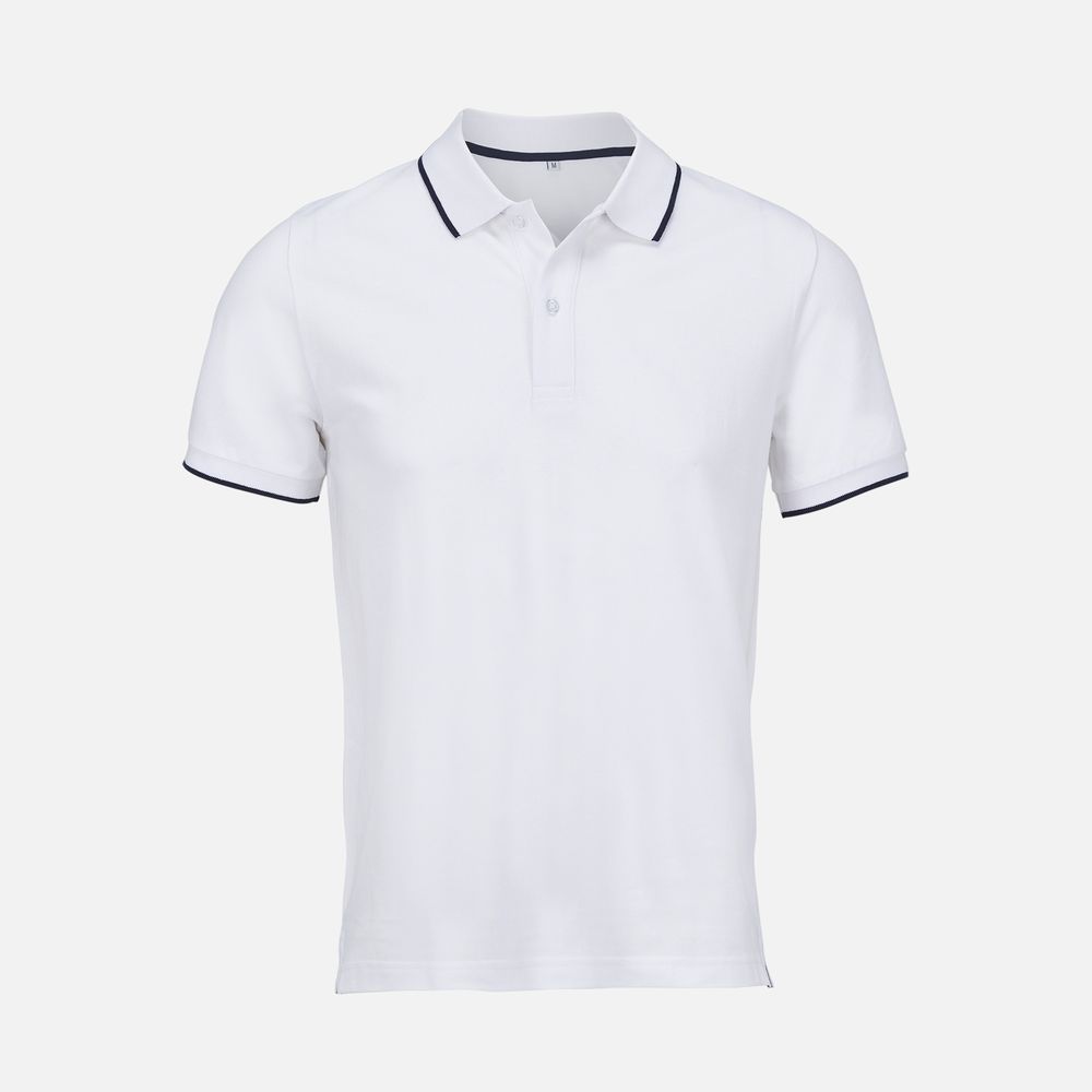 Рубашка поло унисекс Palermo, белая с темно-синим, размер S