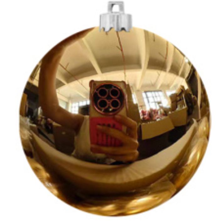 Шар ёлочный пластиковый, глянцевый золотистый беж. 10 см.