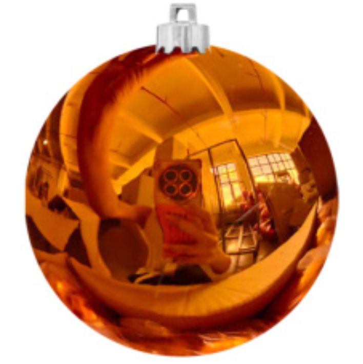 Шар ёлочный пластиковый, глянец оранжевый. 10 см.