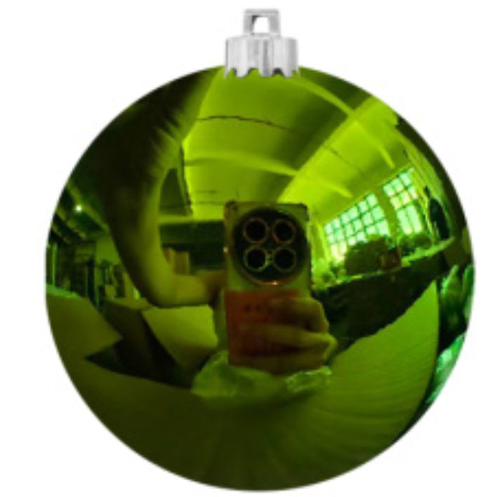 Шар ёлочный пластиковый, глянец зелёное яблоко. 10 см.
