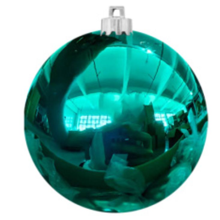 Шар ёлочный пластиковый, глянец бирюзовый. 10 см.