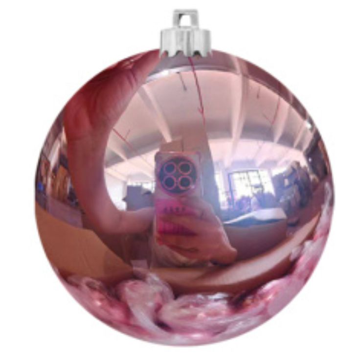 Шар ёлочный пластиковый, глянец розовый. 10 см.