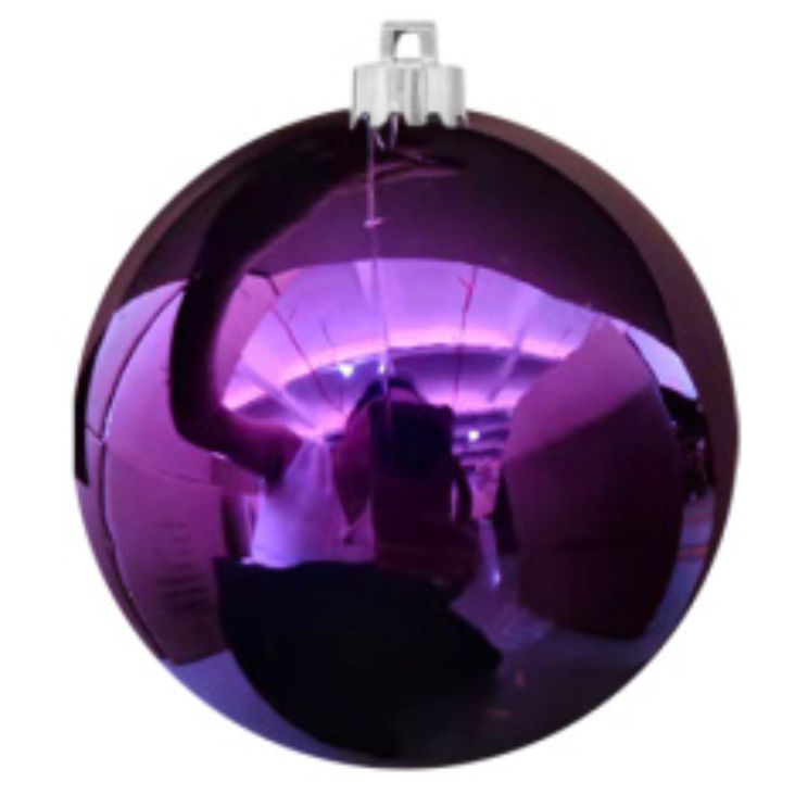 Шар ёлочный пластиковый, глянец фиолетовый. 10 см.