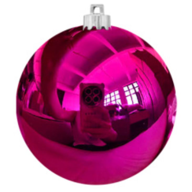 Шар ёлочный пластиковый, глянец малиновый. 10 см.